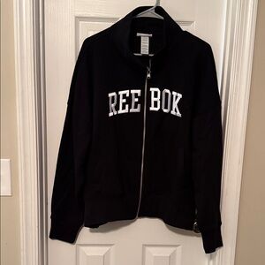 NWOT WOMENS SIZE LARGE Black Jacket with White Logo